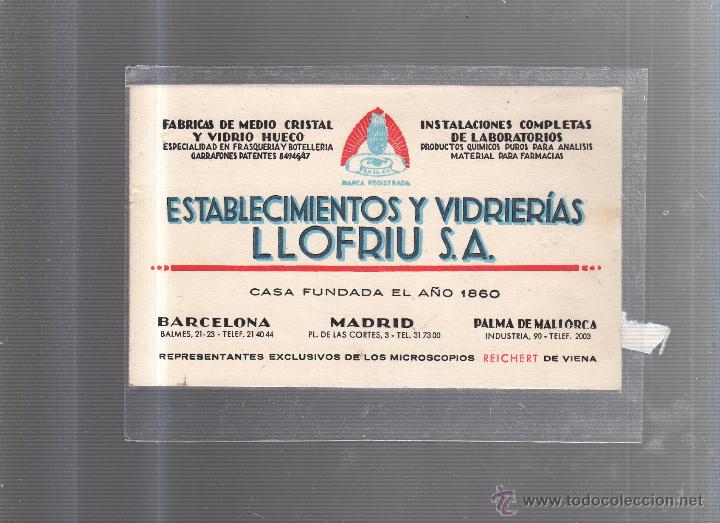 Postcards: TARJETA POSTAL PUBLICITARIA. ESTABLECIMIENTOS Y VIDRIERIAS. LLOFRIU. MICROSCOPIOS