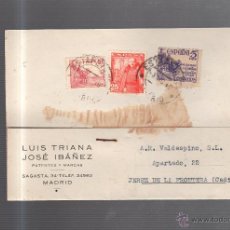 Postales: TARJETA POSTAL PUBLICITARIA. LUIS TRIANA. JOSE IBAÑEZ. MADRID. PATENTES Y MARCAS. 1949