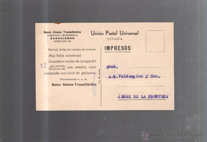 Cartes Postales: TARJETA POSTAL PUBLICITARIA. BANCO ALEMAN TRASATLANTICO. BANCALEMAN.