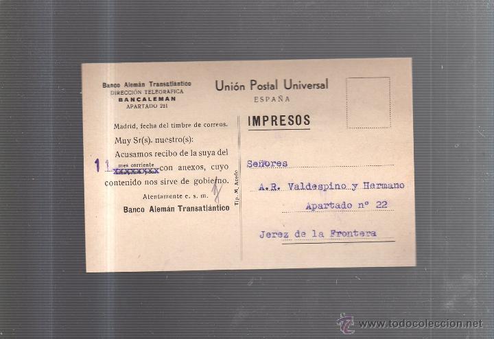 Cartes Postales: TARJETA POSTAL PUBLICITARIA. BANCO ALEMAN TRASATLANTICO. BANCALEMAN.