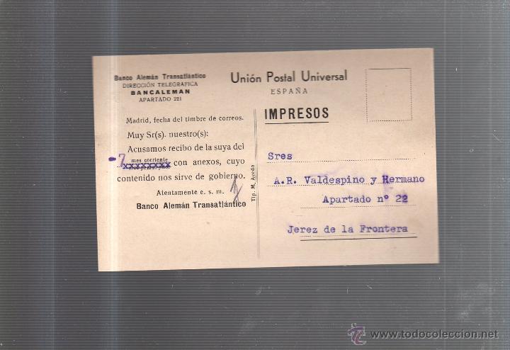 Cartes Postales: TARJETA POSTAL PUBLICITARIA. BANCO ALEMAN TRASATLANTICO. BANCALEMAN.