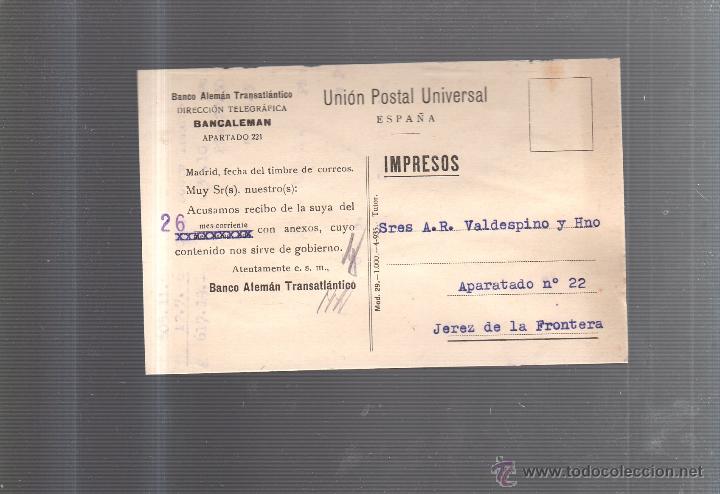 Cartes Postales: TARJETA POSTAL PUBLICITARIA. BANCO ALEMAN TRASATLANTICO. BANCALEMAN.