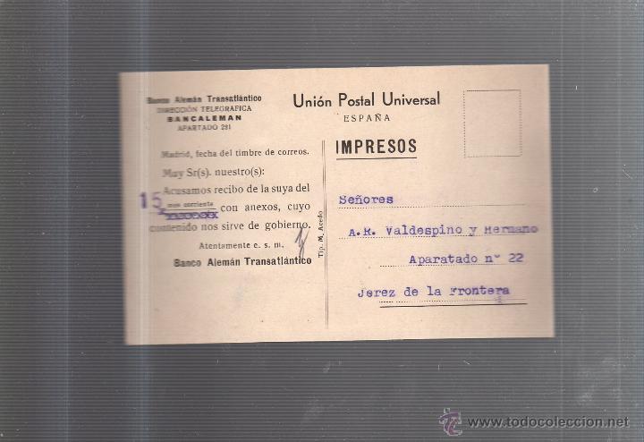 Cartes Postales: TARJETA POSTAL PUBLICITARIA. BANCO ALEMAN TRASATLANTICO. BANCALEMAN.