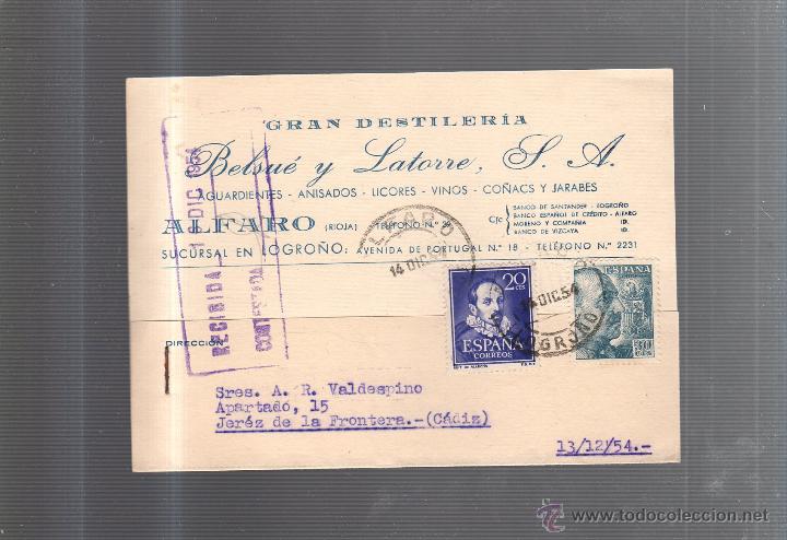 Cartes Postales: TARJETA POSTAL PUBLICITARIA. GRAN DESTILERIA BELSUE Y LATORRE. ALFARO, RIOJA. 1954
