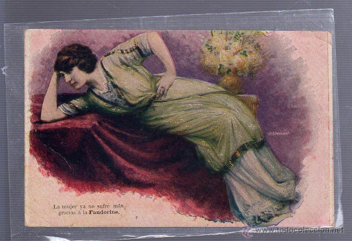 Postais: TARJETA POSTAL PUBLICITARIA. LA MUJER YA NO SUFRE MAS GRACIAS A LA FANDORINE.