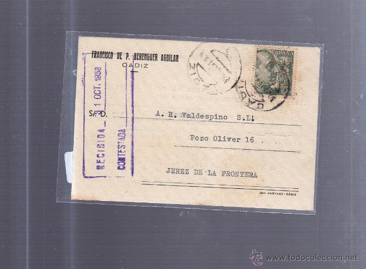 Postais: TARJETA POSTAL PUBLICITARIA. FRANCISCO DE P. BERENGUER AGUILAR. CADIZ. 1953