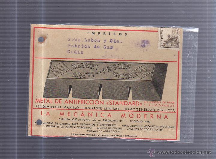 Postais: TARJETA POSTAL PUBLICITARIA. METAL DE ANTIFRICCION STANDARD. LA MECANICA MODERNA.