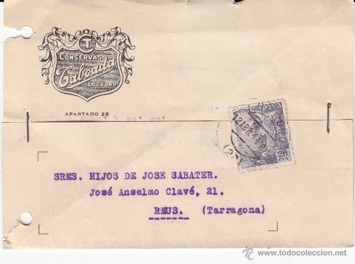 Postales: TARJETA POSTAL COMERCIAL DE CONSERVAS TABOADA DE LOGRO&Ntilde;O  1944 - Foto 1