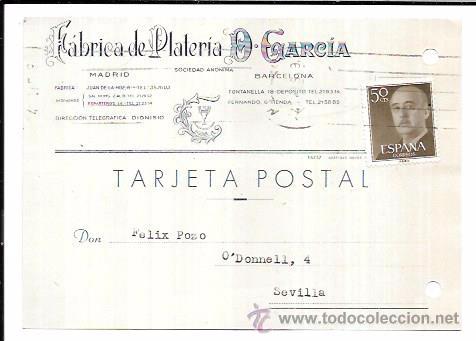 Postcards: TARJETA POSTAL PUBLICITARIA. FABRICA DE PLATER&Iacute;A D. GARC&Iacute;A.