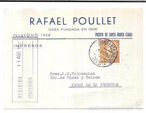 Cartoline: TARJETA POSTAL PUBLICITARIA. RAFAEL POULLET. PUERTO DE SANTA MARIA.
