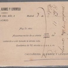 Postales: TARJETA POSTAL PUBLICITARIA. CASTAÑEIRA, ALVAREZ Y LEVENFELD. MADRID. 1919