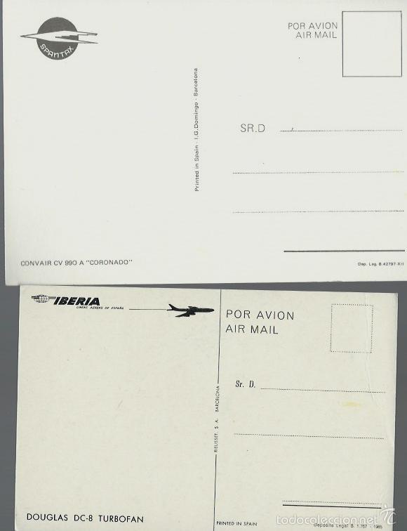 Postales: 2 POSTALES PUBLICITARIAS DE - IBERIA y SPANTAX - SIN CIRCULAR - Foto 2