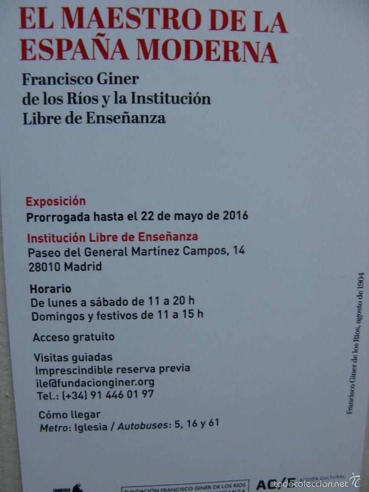 Postales: GINER. EL MAESTRO DE LA ESPA&Ntilde;A MODERNA. INSTITUCI&Oacute;N LIBRE DE ENSE&Ntilde;ANZA. - Foto 2