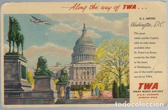 Postcards: ANTIGUA TARJETA POSTAL - PUBLICIDAD DE LAS LINEAS AEREAS USA -TWA -TRANS WORLD AIRLINES- A&Ntilde;O 1930-40
