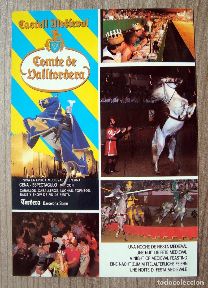 Postales: Postal castell medieval comte de valltordera, cena espectaculo - barcelona - Foto 1