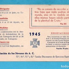 Postales: POSTAL ASOCIACIÓN DE LAS JÓVENES DE A. C. CONGRESO DIOCESANO DE REUS AÑO 1945 RECORDATORIO . Lote 81097176