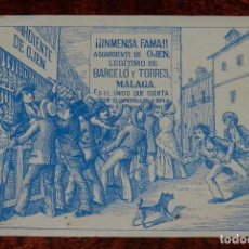 Postales: ANTIGUO CROMO O POSTAL PUBLICITARIA DE AGUARDIENTE DE OJEN, MALAGA, BARCELO Y TORRES, MIDE 10 X 8 CM. Lote 185759383