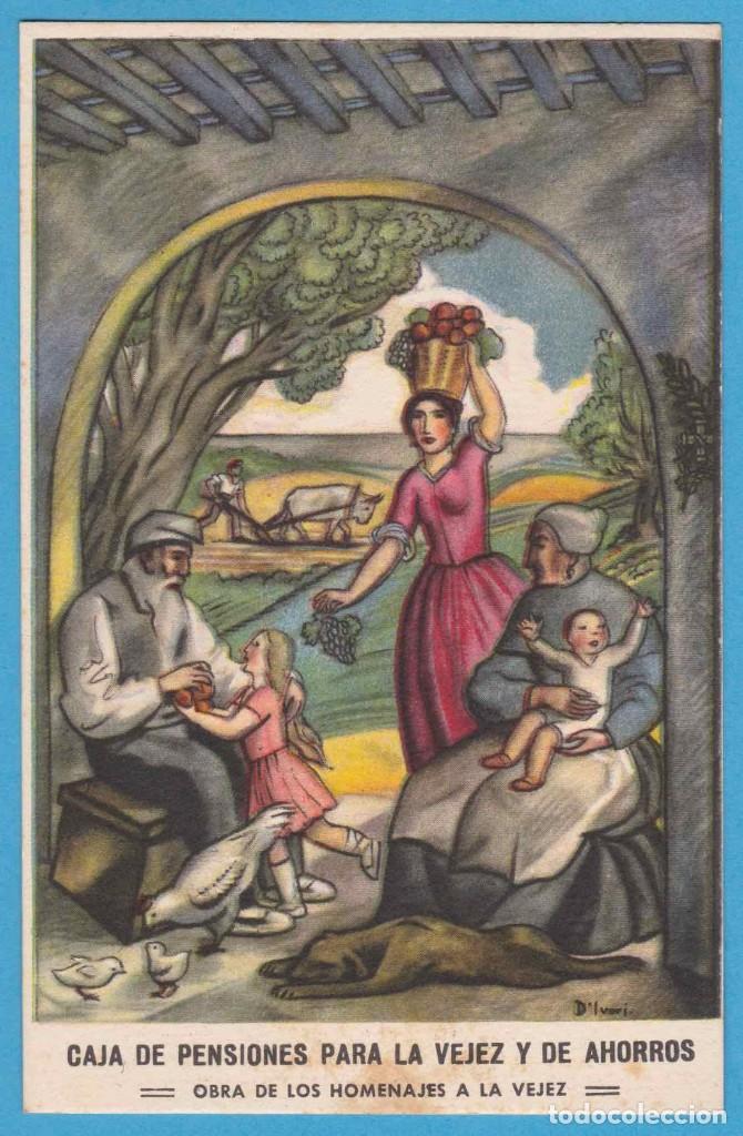 Postkarten: OBRA DE LOS HOMENAJES A LA VEJEZ. CAJA DE PENSIONES PARA LA VEJEZ Y DE AHORROS. D'IVORI. P460