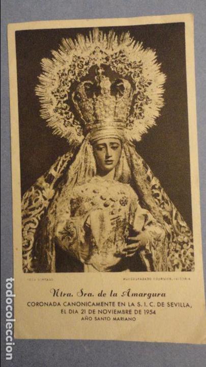 ANTIGUA ESTAMPA CORONACION CANONICA NUESTRA SEÑORA DE LA AMARGURA.SEVILLA  1954