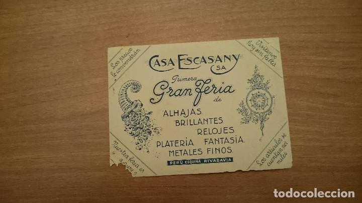 Cartes Postales: TARJETA PUBLICIDAD CASA ESCASANY.S.A. PRIMERA GRAN FERIA