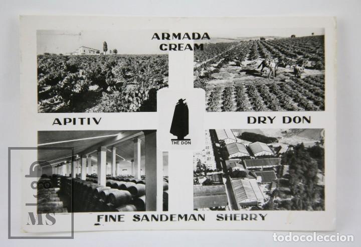 Postkarten: Postal Publicitaria Fotogr&aacute;fica - Armada Cream / Apitiv Dry Don / Fine Sandeman Sherry - Circulada