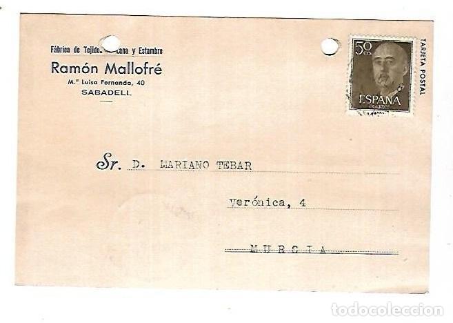 Postais: TARJETA POSTAL. PUBLICITARIA. RAMON MALLOFRE. TEJIDOS DE LANA Y ESTAMBRE. SABADELL. VER