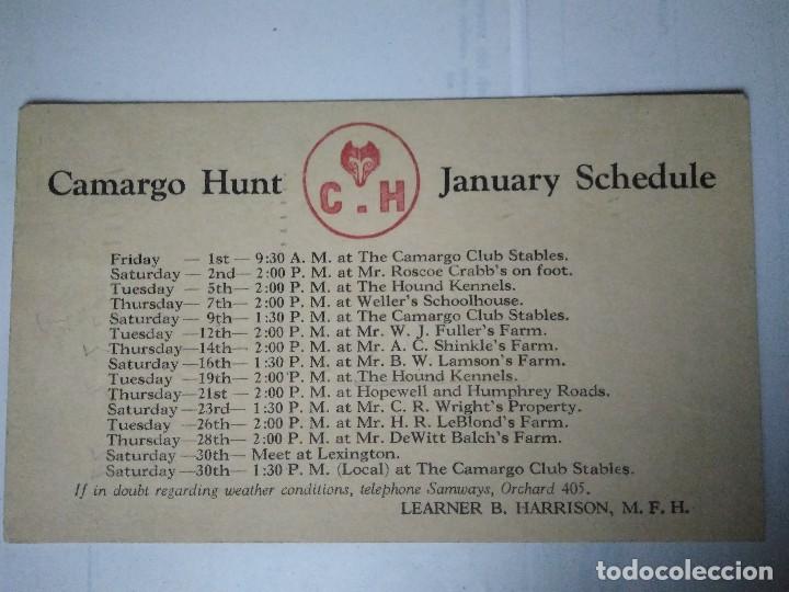 Postales: INVITACI&Oacute;N A CAMARGO HUNT, CON PROGRAMA DE ACTIVIDADES. 1931. - Foto 1
