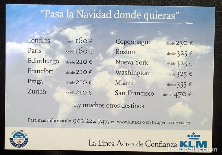 Postcards: Publicidad. Pasa la Navidad donde quieras. KLM. Nueva. Postal de Color.