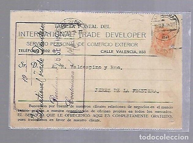 Postkarten: TARJETA POSTAL PUBLICITARIA. INTERNATIONAL TRADE DEVELOPER. 1922