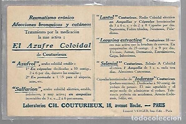 Postcards: TARJETA POSTAL. PUBLICITARIA. EL AZUFRE COLOIDAL DE COUTURIEUX. PARIS. VER DORSO