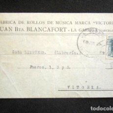 Postales: POSTAL PUBLICITARIA. PUBLICIDAD IMPRESA. JUAN BTA. BLANCAFORT, LA GARRIGA. CIRCULADA, VITORIA. 1929