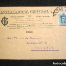 Postales: POSTAL PUBLICITARIA. PUBLICIDAD IMPRESA. INSTALADORA GENERAL, BILBAO. CIRCULADA, VITORIA. 1928