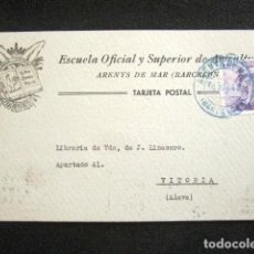 Postales: POSTAL PUBLICITARIA. PUBLICIDAD IMPRESA. ESCUELA AGRICULTURA, ARENYS, BCN. CIRCULADA, VITORIA. 1943