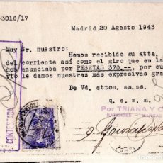 Postales: TARJETA POSTAL PUBLICITARIA. POR TRIANA Y Cª, PATENTES Y MARCAS.1943. 
