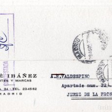 Postales: TARJETA POSTAL PUBLICITARIA. JOSE IBAÑEZ. PATENTES Y MARCAS. 1957.