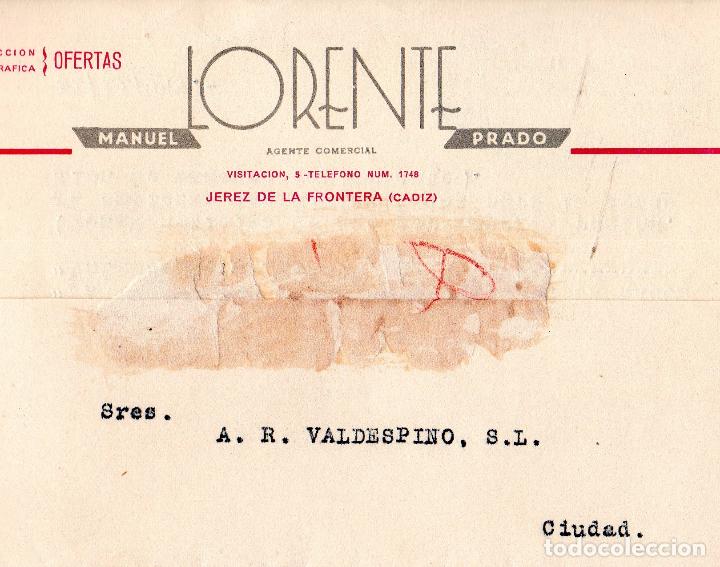Postais: TARJETA POSTAL PUBLICITARIA. MANUEL LORENTE PRADO, AGENTE COMERCIAL. 1949.