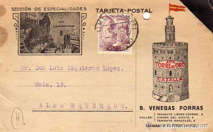 Postales: Venegas Porras. Anis Torre del Oro. Cazalla de la Sierra. Secci&oacute;n de especialidades. Circulada.