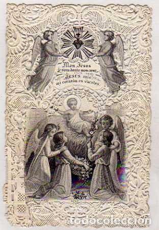 Postales: Preciosa estampa de puntilla. Ni&ntilde;o Jesus. Oraci&oacute;n en el reverso. 1049