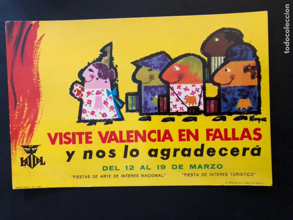 Postales: Tarjeta postal fallas de valencia 1966 - Foto 1