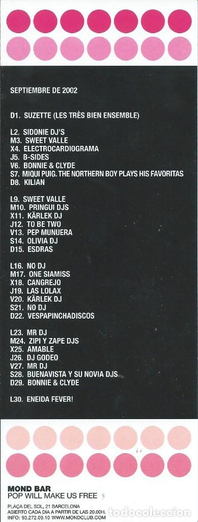 Postales: MOND BAR, PROGRAMACION SESIONES DJS, BARCELONA 2002 - Foto 2