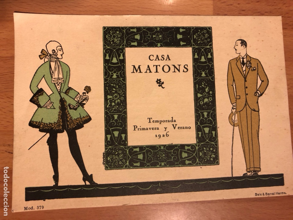 Postales: Tarjeta art deco casa matons Palma de Mallorca.moda se&ntilde;ora y caballero.sastreria 1926.publicidad