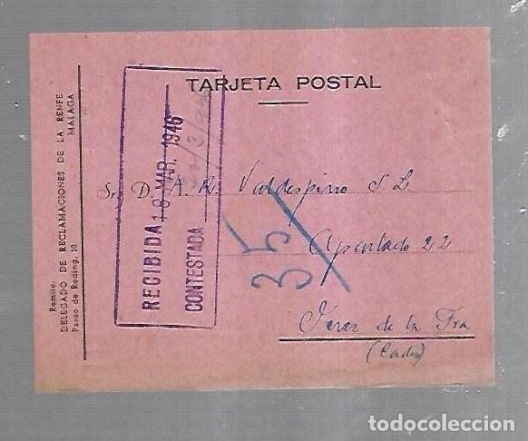 Cartes Postales: POSTAL PUBLICITARIA. RED NACIONAL FERROCARRILES ESPA&Ntilde;OLES. RENFE. 1946. MALAGA. VER