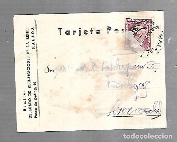 Cartes Postales: POSTAL PUBLICITARIA. RED NACIONAL FERROCARRILES ESPA&Ntilde;OLES. RENFE. 1946. MALAGA