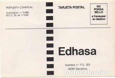 Postales: TARJETA POSTAL. RESPUESTA COMERCIAL. EDHASA   P-RESP-006