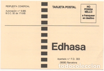 Postales: TARJETA POSTAL. RESPUESTA COMERCIAL. EDHASA   P-RESP-043