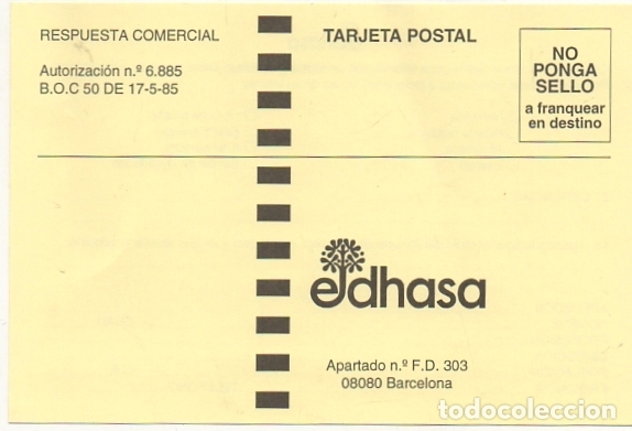 Postales: TARJETA POSTAL. RESPUESTA COMERCIAL. EDHASA   P-RESP-079