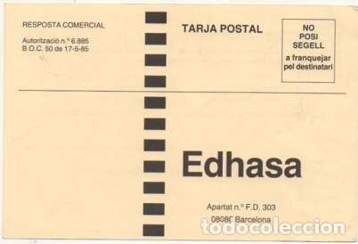 Postales: TARJETA POSTAL. RESPUESTA COMERCIAL. EDHASA   P-RESP-153