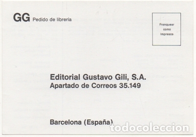 Postales: TARJETA POSTAL. RESPUESTA COMERCIAL. EDITORIAL GUSTAVO GILI S.A.   P-RESP-169