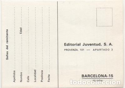 Postales: TARJETA POSTAL. RESPUESTA COMERCIAL. EDITORIAL JUVENTUD S.A.   P-RESP-186