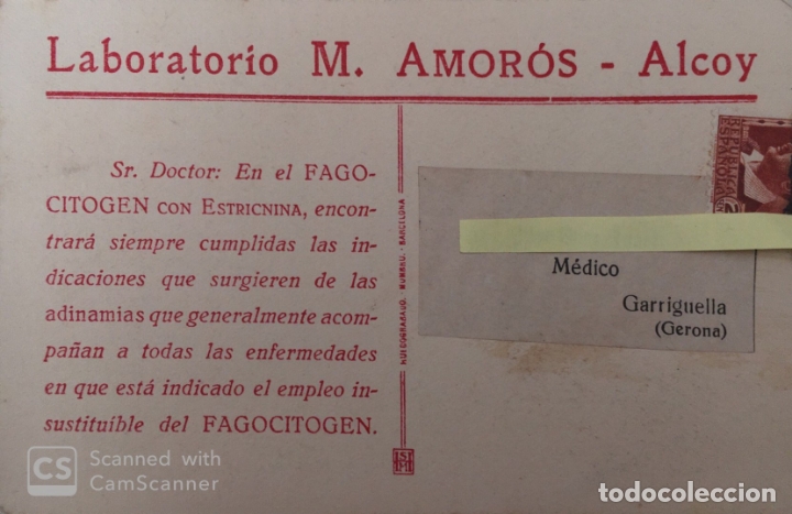 Cartoline: Antigua Tarjeta Postal Laboratorio M. Amor&oacute;s- Alcoy. Fagocitogen